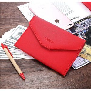 Red Trifold Passport Wallet